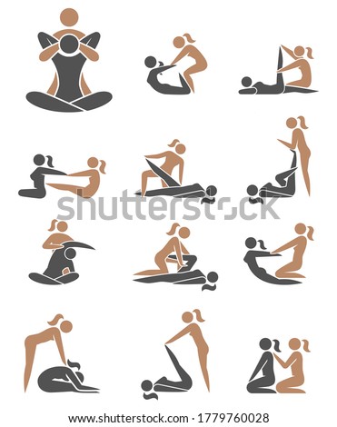 Thai massage icon set. Vector illustrations.