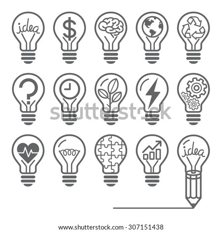 Light bulb concept line icons style. Vector illustration.