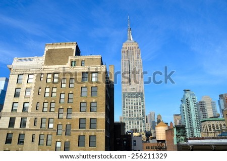New York City - February 25, 2015: New York City Manhattan midtown view with Empire State Building, New York City, USA.