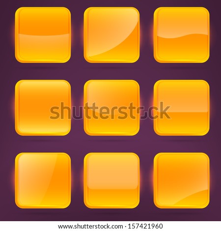 Square Orange Application Buttons Or App Banners With Rounded Corners ...
