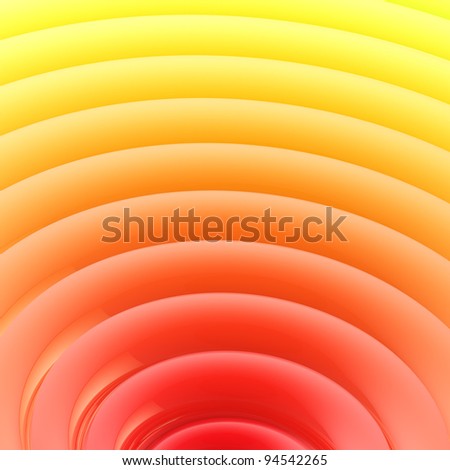 Abstract background made of red yellow gradient waves with glossy reflections