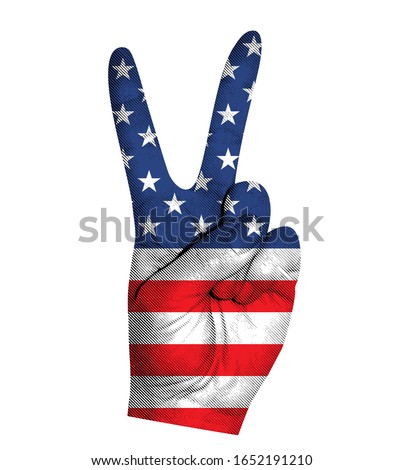Victoria finger gesture with American flag vector illustration