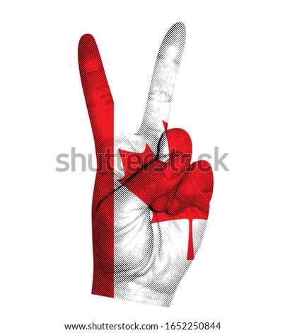 Victoria finger gesture with Canada flag vector illustration