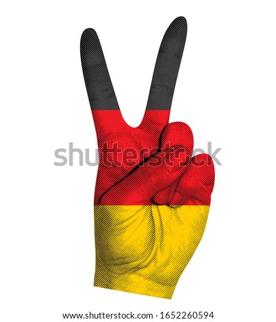 Victoria finger gesture with Germany flag vector illustration