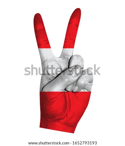 Victoria finger gesture with Austria flag vector illustration