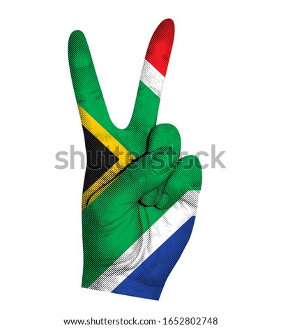 Victoria finger gesture with South Africa flag vector illustration
