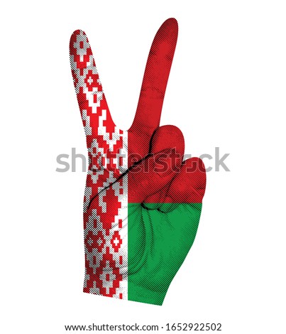 Victoria finger gesture with Belarus flag vector illustration