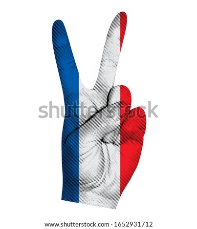 Victoria finger gesture with France flag vector illustration