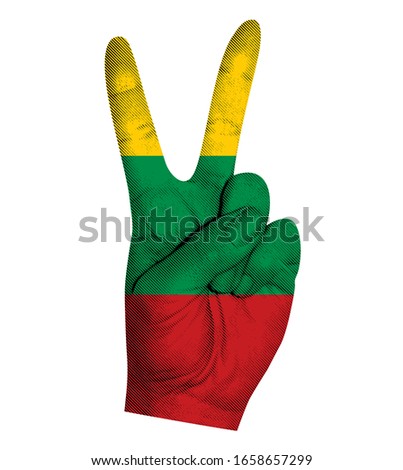 Victory finger gesture with Lithuania flag vector illustration