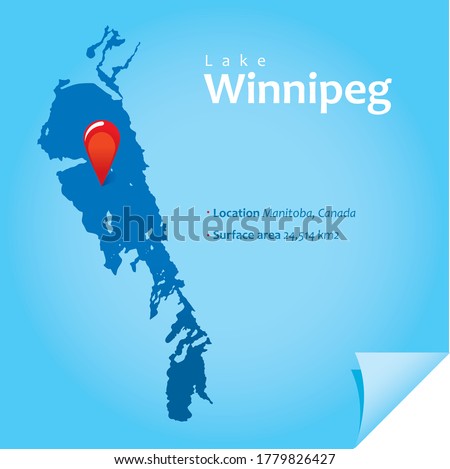 map of Winnipeg lake vector illustration