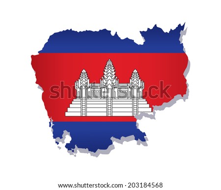 map of Cambodia with the image of the national flag
