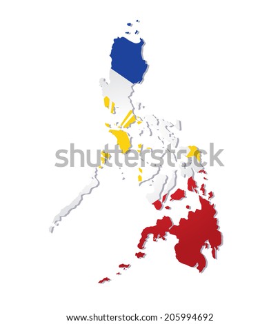 map of philippines with the image of the national flag