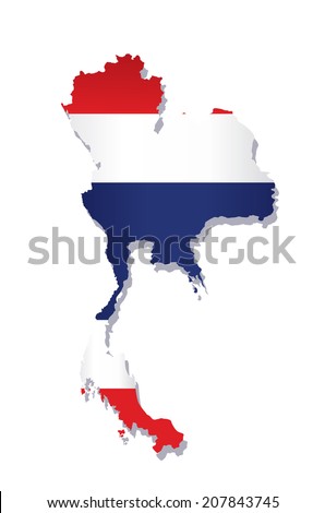 map of thailand with the image of the national flag