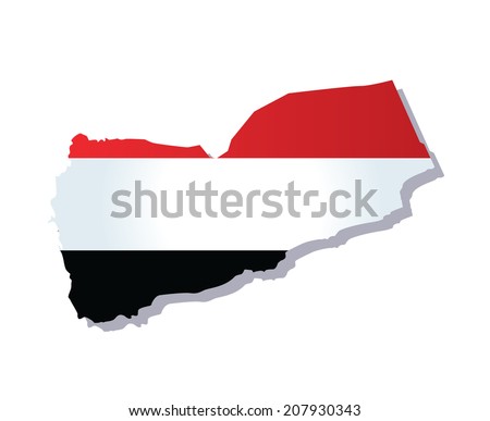 map of yemen with the image of the national flag