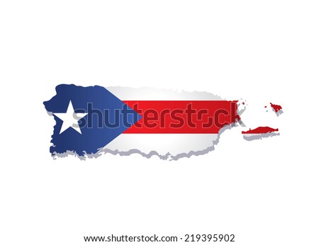 map of puerto rico with the image of the national flag