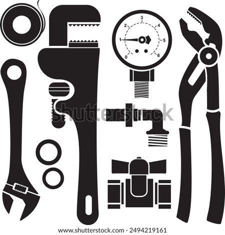 plumbing tool kit vector illustration