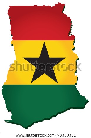 map of Ghana with the image of the national flag