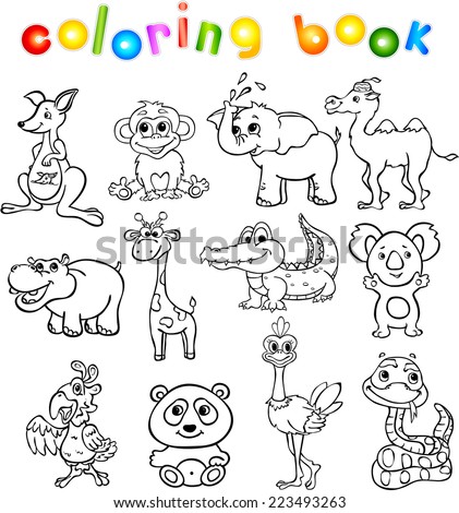 Set Of Wild Animals Third For Children. Coloring Book Stock Vector ...