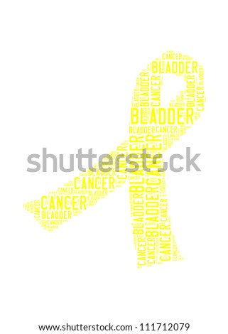 Bladder Cancer text collage Composed in the shape of Yellow Ribbon