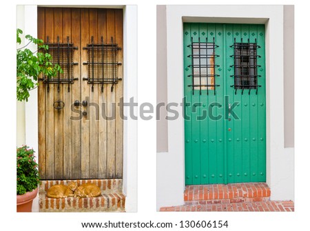 Collage of two doors in Old San Juan, Puerto Rico