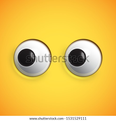 Yellow high-detailed emoticon eyes looking left, vector illustration