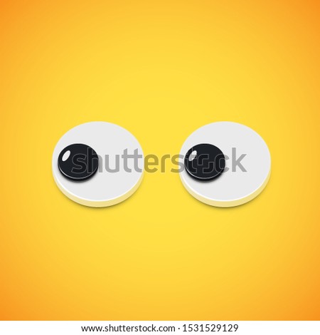 Yellow high-detailed emoticon eyes looking left, vector illustration