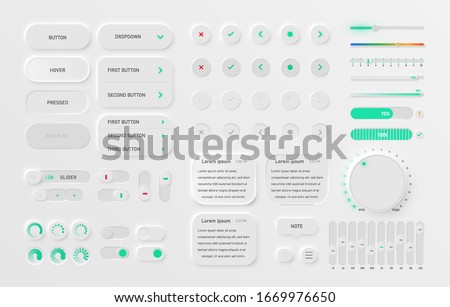 Very high detailed white user interface pack for websites and mobile apps, vector illustration