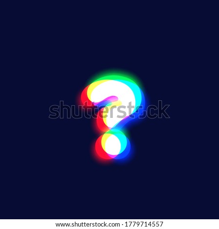 Realistic chromatic aberration character 'question mark' from a fontset, vector illustration