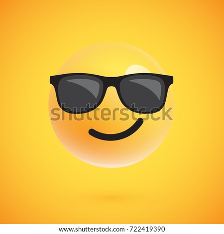 Isolated 3D/yellow emoticon with sunglasses from a set, vector illustration