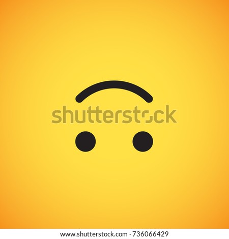 Yellow emoticon face (upside down), vector illustration