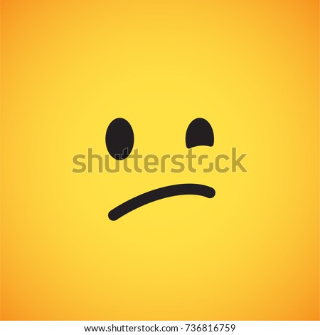 Yellow emoticon face (meh), vector illustration