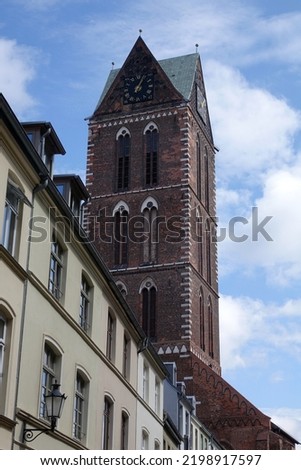 Similar – Image, Stock Photo Marienkirche in Wismar in the sunset.