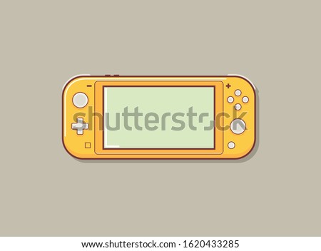 Mobile video console vector illustration. Video game console portable. Creative switch console. 