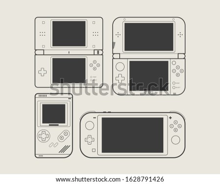 Mobile video console vector illustration. Video game console portable. Creative switch console. 