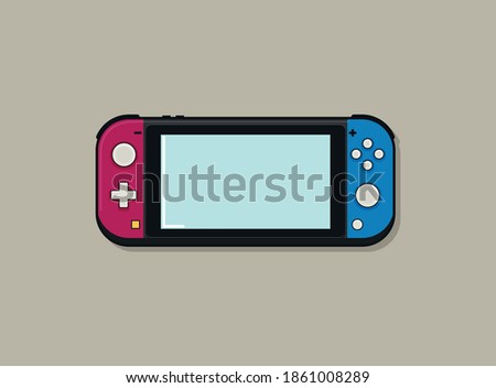 Mobile video console vector illustration. Video game console portable. Creative switch console. 