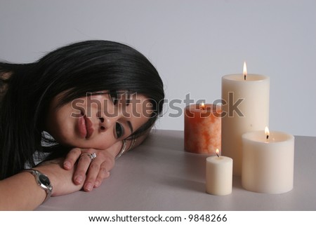 Woman with candles