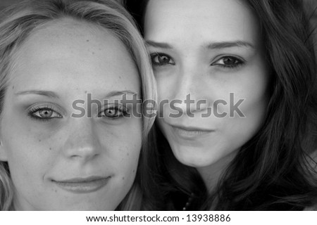Black and white of two women who are close friends