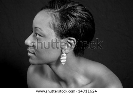 Black and white photo of an African american woman looking to the left