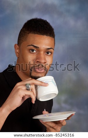 Handsome Black Man Drinking A Cup Of Coffee Or Tea Stock Photo 85245316 ...