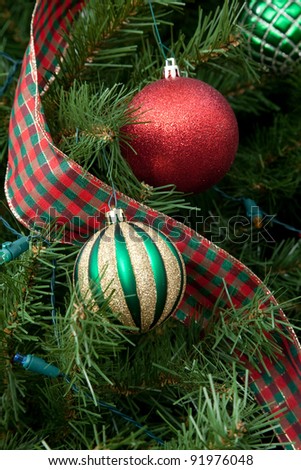 decoration of ribbon and bow on a holiday tree