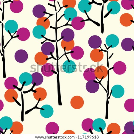 colorful  tree circles vector pattern