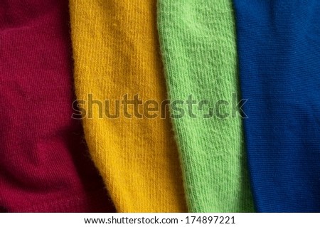 Colorful fabrics organized in lines