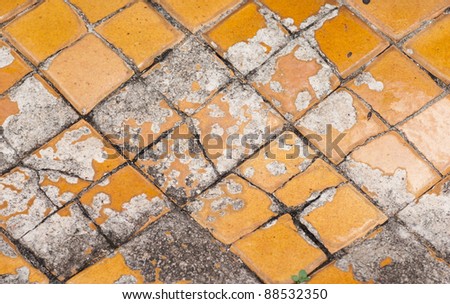 Cracked  golden tile in Wat Pho temple , Bangkok Thailand
