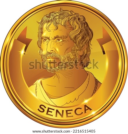 Seneca portrait in line art illustration. He was a Roman Stoic philosopher, statesman, dramatist and satirist of the Silver Age of Latin literature. Vector