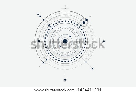 The concept abstract vector technology with line, circles, dots, line dotted, ring and plate. Isolate on grey white background of vector illustration scientific futuristic interface. 