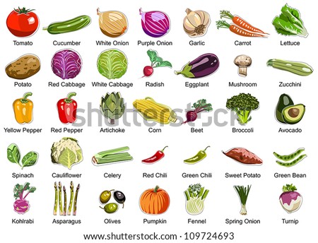 Collection of 35 Vegetables icons