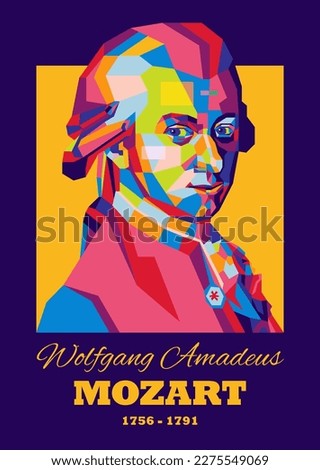 Wolfgang Amadeus Mozart - Famous classic musician Illustration in vector wpap style