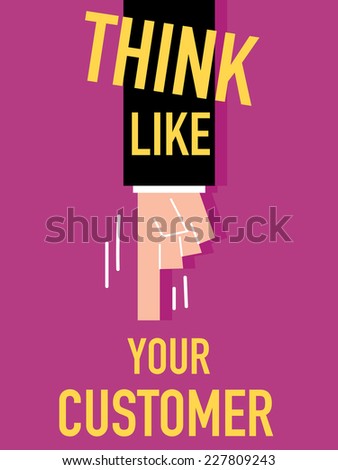 Word THINK LIKE YOUR CUSTOMER vector illustration
