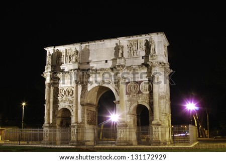 The arch of Constantine at the end of the palatine hill. Rome, Italy.