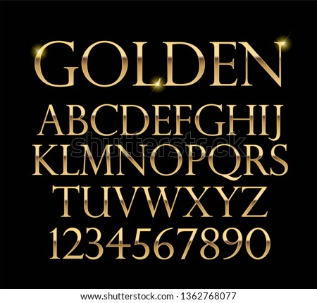 Luxurious gold alphabet vector on black background